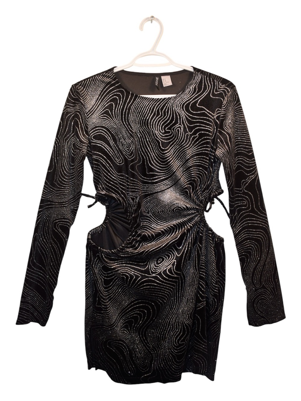 H&M Black Dress with Silver Swirl Detail